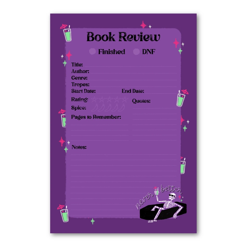 Never Better - 4x6 Book Review Notepad