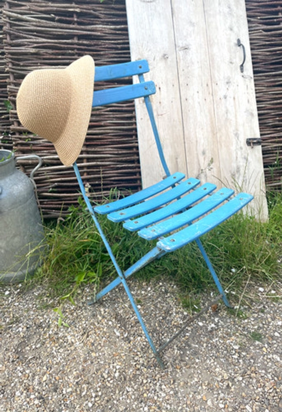 Blue French Cafe Chair | The Dorset Brocante