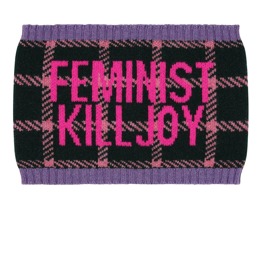 Feminist Killjoy Snood in Forest Green & Neon Pink