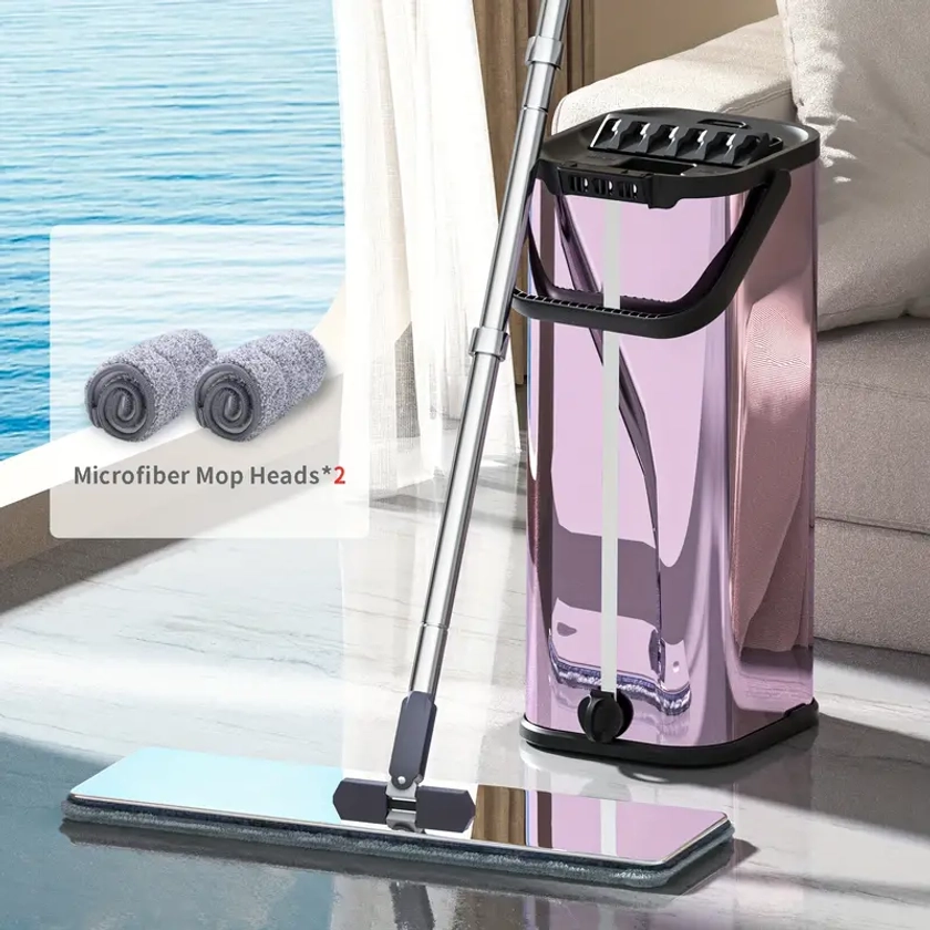 Bass Queen Stainless Steel Flat Mop Bucket Purple Mop Bucket - Temu