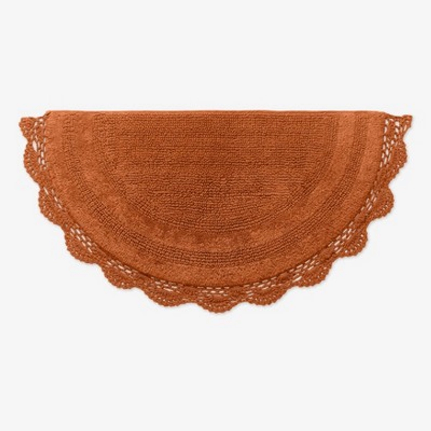 BrylaneHome Half Round Reversible Crochet Bath Mat - Spice