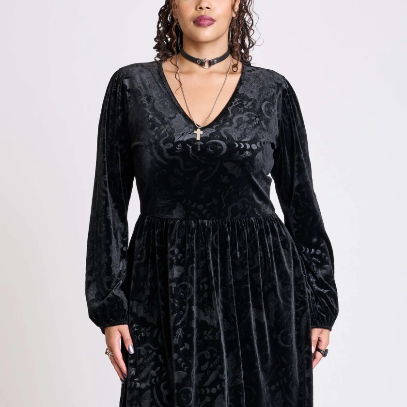 Embossed velvet dress