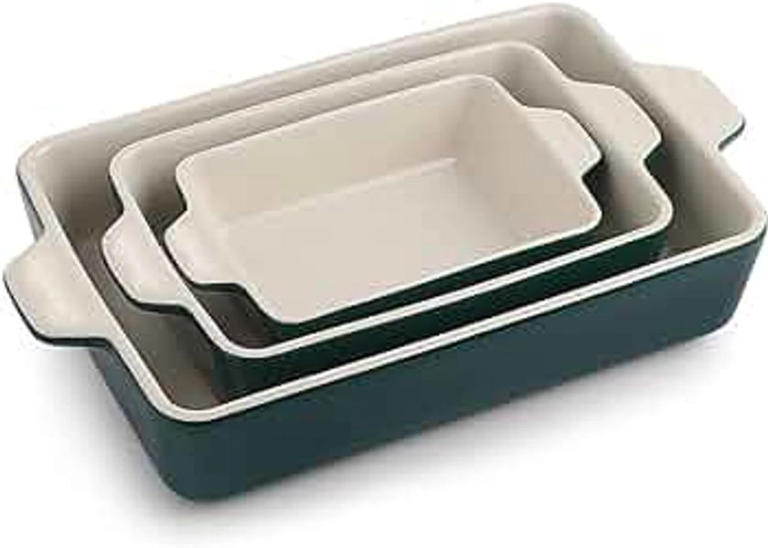 SWEEJAR Ceramic Bakeware Set, Rectangular Baking Dish Lasagna Pans for Cooking, Kitchen, Cake Dinner, Banquet and Daily Use, 11.8 x 7.8 x 2.75 Inches of Casserole Dishes (Jade)