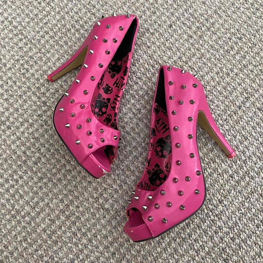 abbey dawn hot pink grunge spiked high heels size...