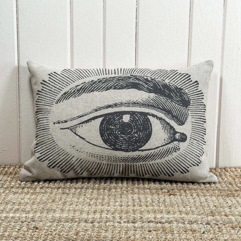 All Seeing Eye Throw Pillow | Eclectic Decor | Gothic Lumbar Pillow | Bohemian | 18" W x 12" H |