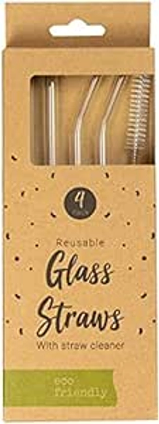 White Glass Straws with Cleaner, Pack of 4 - Reusable & Stylish Design, Perfect for Hot & Cold Drinks