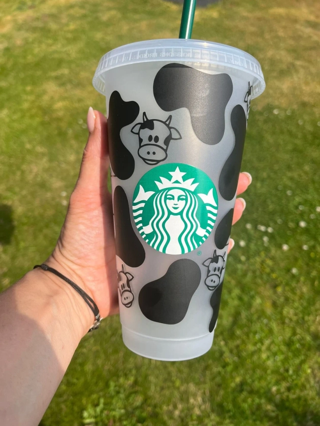 Starbucks Cup-cow Print Cold Cup Tumbler-uk-official Starbucks Cup, Cows, Print, Present Birthday Starbucks Venti Tumbler Reusable Cup, Xmas - Etsy UK