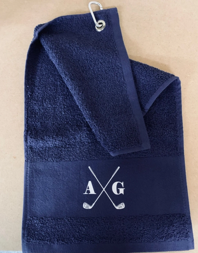 Personalised Golf Towel Golfing Towel Gift for Him Gift/her Golf Towel Personalised Towel Blue Black White Towel GOLF Golfing - Etsy UK