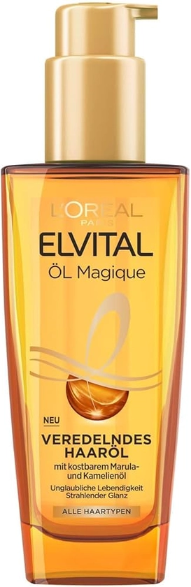 L'Oréal Paris Elvital Olio Magique per capelli, per tutti i tipi di capelli, anti-crespo e disidratazione, con 6 preziosi oli di fiori, 1 x 100 ml