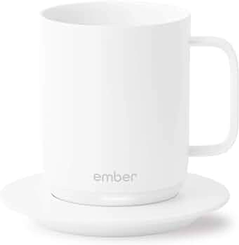 Ember Temperature Control Smart Mug, 10 Ounce, 1-hr Battery Life, White - App Controlled Heated Coffee Mug