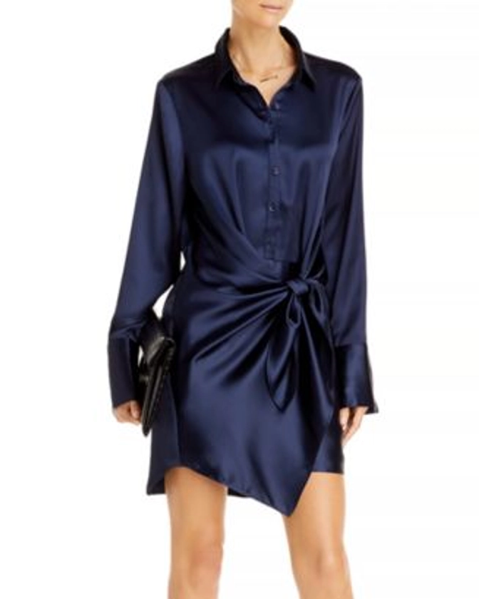 AQUA Tie-Front Long Sleeve Dress - 100% Exclusive Women - Bloomingdale's