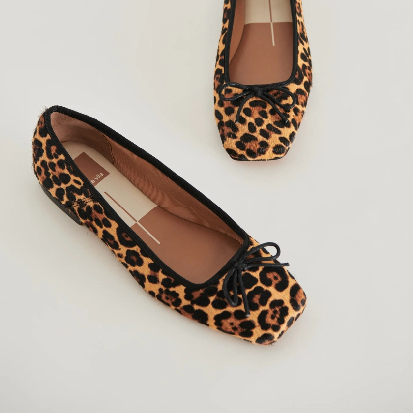 Anisa Ballet Flats | Dark Leopard Calf Hair Flats by Dolce Vita