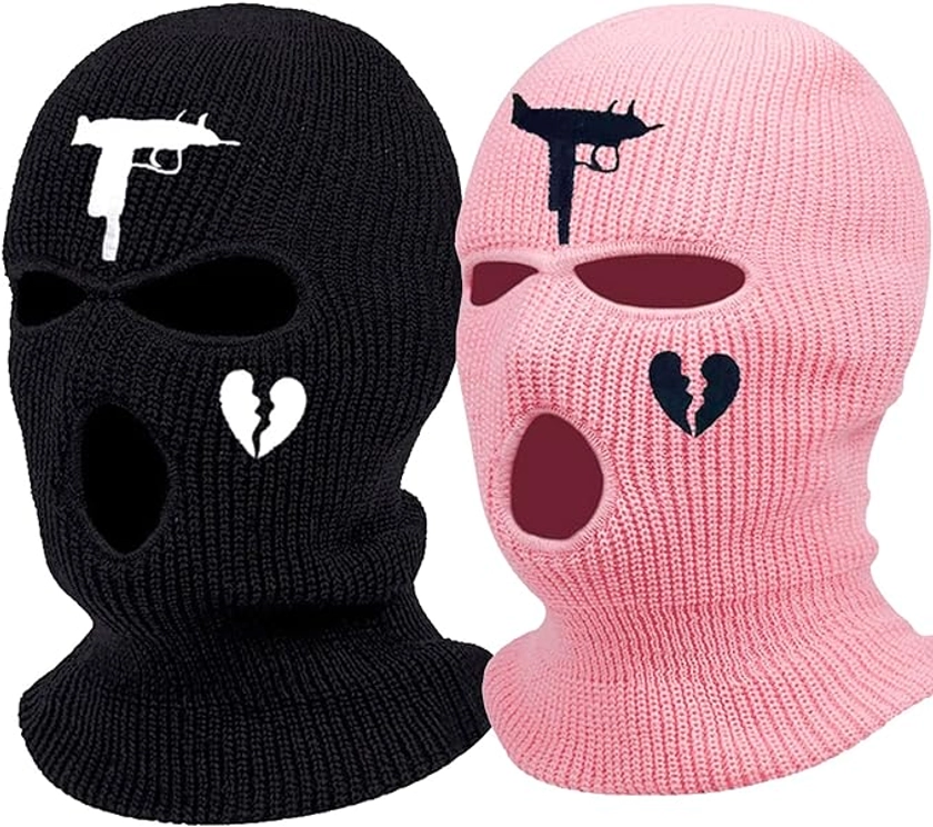 2PCS Ski Cycling Knitted Full Face Cover Winter Balaclava Warm Mask Outdoor Sports for Men Women