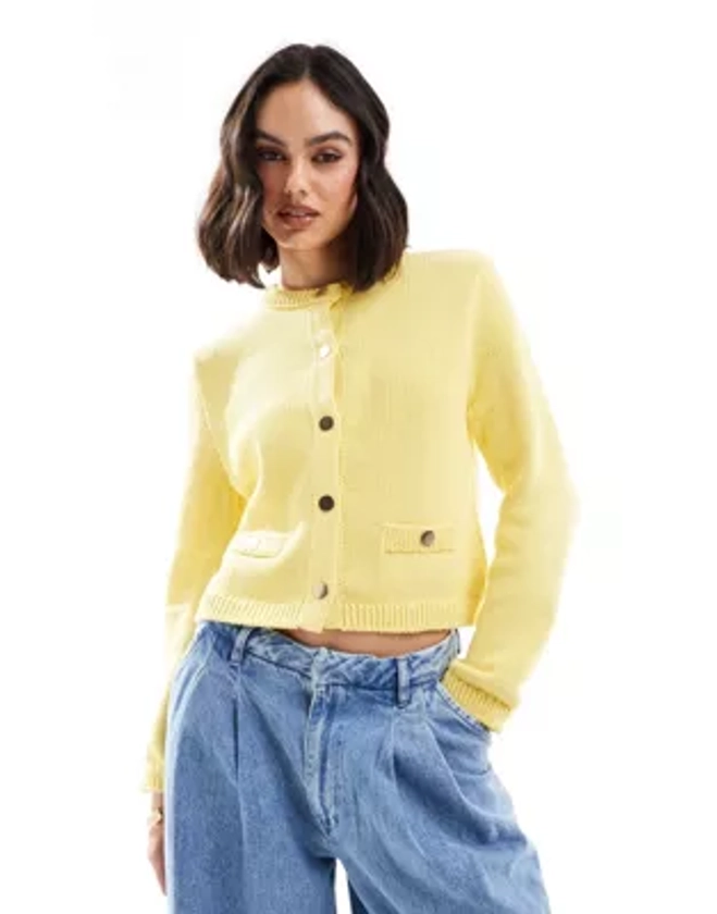 ASOS DESIGN - Gilet ras de cou avec poches - Jaune | ASOS