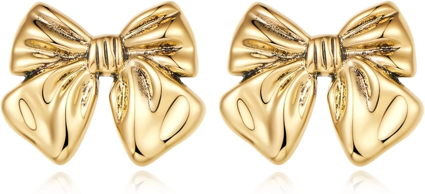 Gold And Silver Bow Earrings For Women
