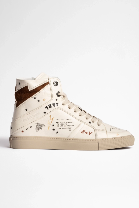 Z&V Sneakers Montantes ZV1747 High Flash Crush Cuir - Zadig & Voltaire