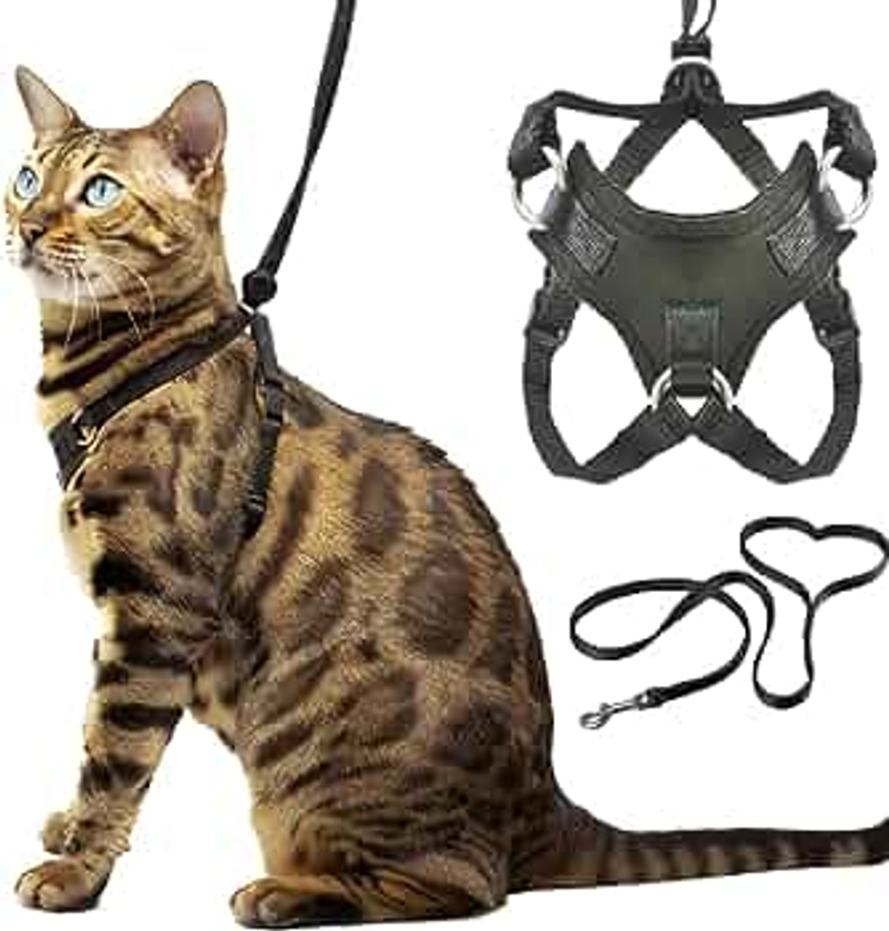 Cat Harness and Leash - Escape Proof, Choke Free, Lightweight OutdoorBengal - Vest + Lead for Walking Cats (M)