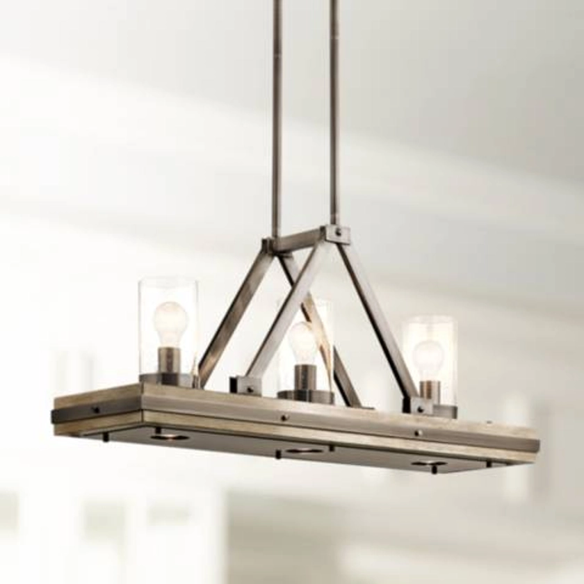 Colerne 35 3/4"W Classic Pewter 6-Light Linear Pendant - #13A87 | Lamps Plus