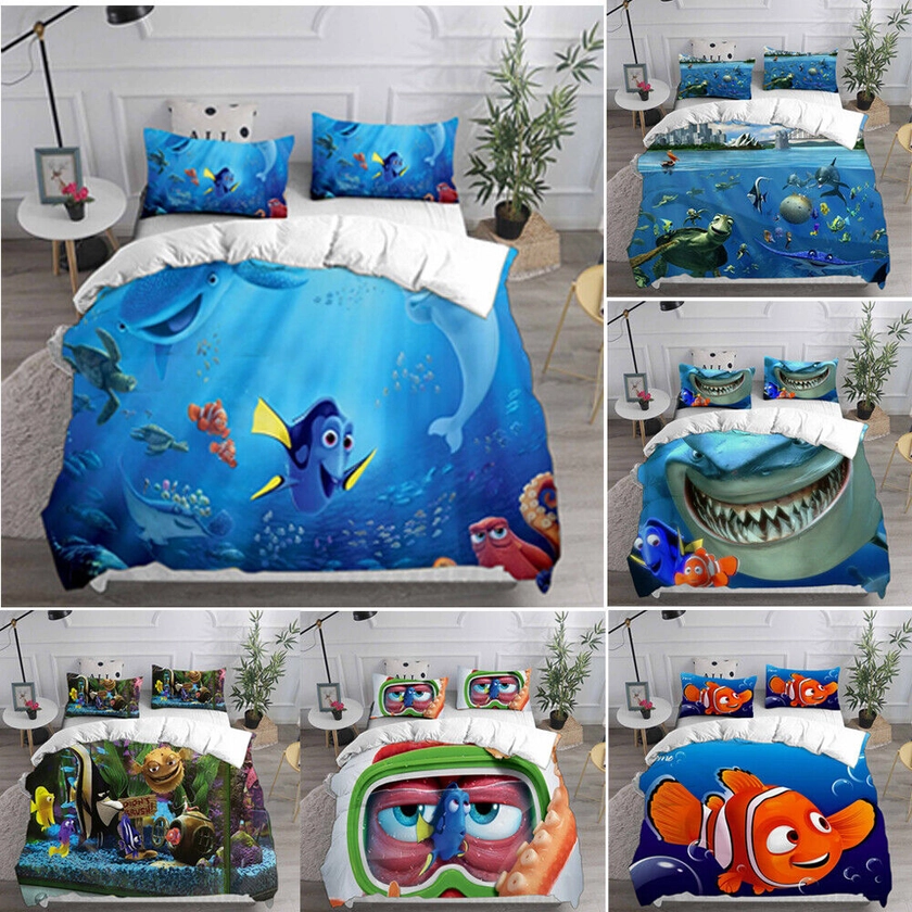 Cosplay Finding Nemo 3D Anime Duvet Cover Bedding Pillowcase Quilt Single Double