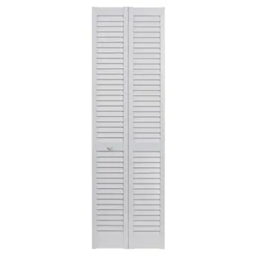 Pinecroft Seabrooke 32-in x 80-in White 2-panel Square Hollow Core Prefinished PVC Closet Bifold Door (Hardware Included) in the Closet Doors department at Lowes.com