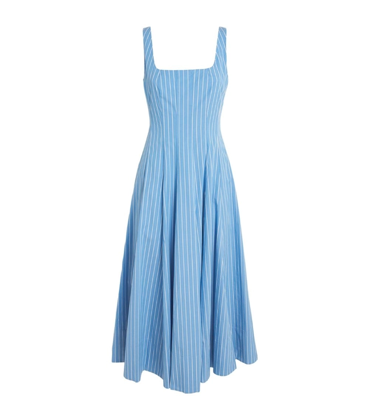 Womens STAUD blue Stretch-Cotton Wells Midi Dress | Harrods UK