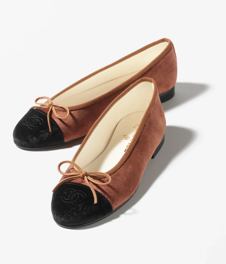 Ballerines - Velours, marron & noir — Mode | CHANEL