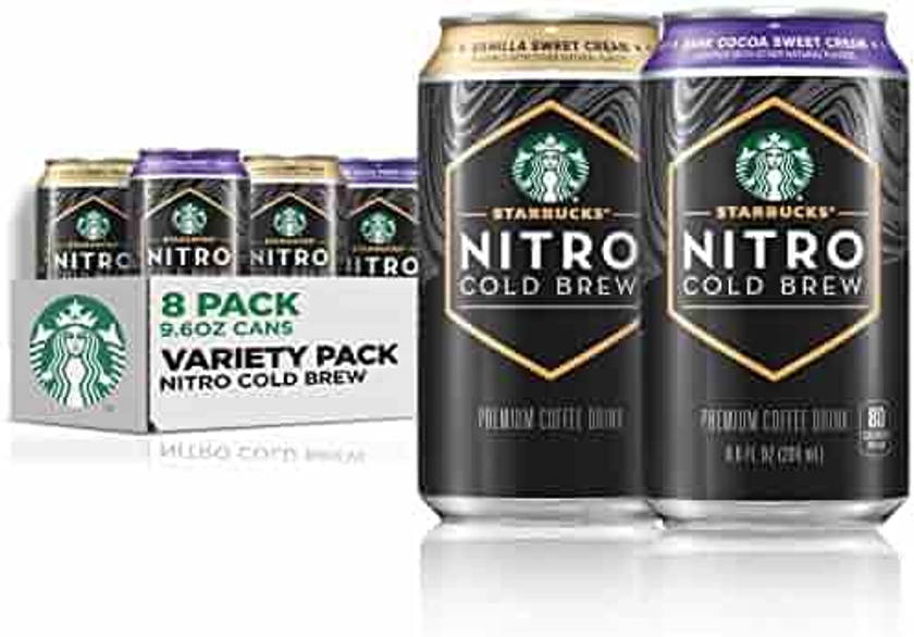 Starbucks Nitro Cold Brew, 2 Flavor Sweet Cream Variety Pack, 9.6 fl oz Cans (8 Pack)