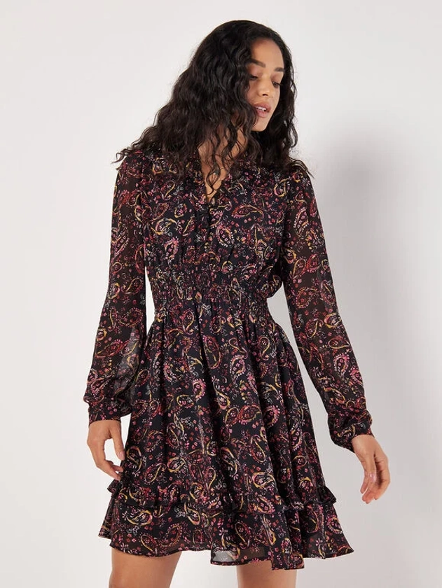 Paisley Ruffle Mini Dress | Apricot Clothing