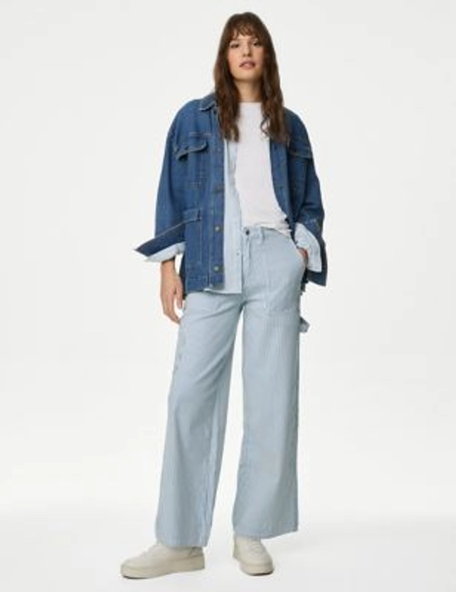 Relaxed High Waisted Carpenter Wide Leg Jeans | M&S Collection | M&S