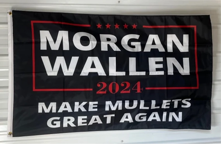 Morgan Wallen Flag FREE SHIPPING Make Mullet Great Again 2024 Country Music Combs America Beer Man Cave Banner USA Sign 3x5&#39;