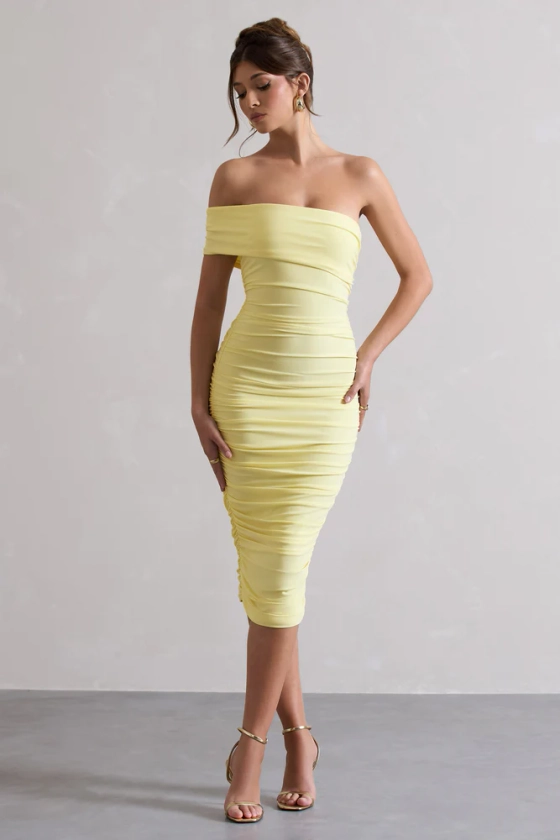 Remember Me | Lemon One Shoulder Midi Dress