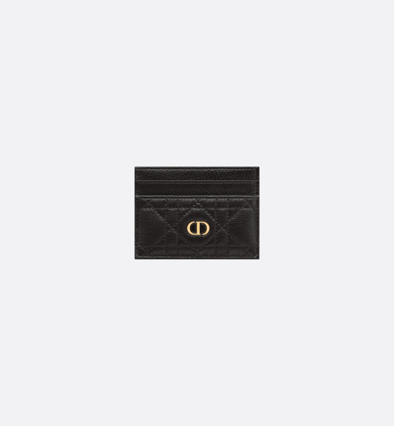 Dior Caro Freesia Card Holder Black Supple Cannage Calfskin | DIOR
