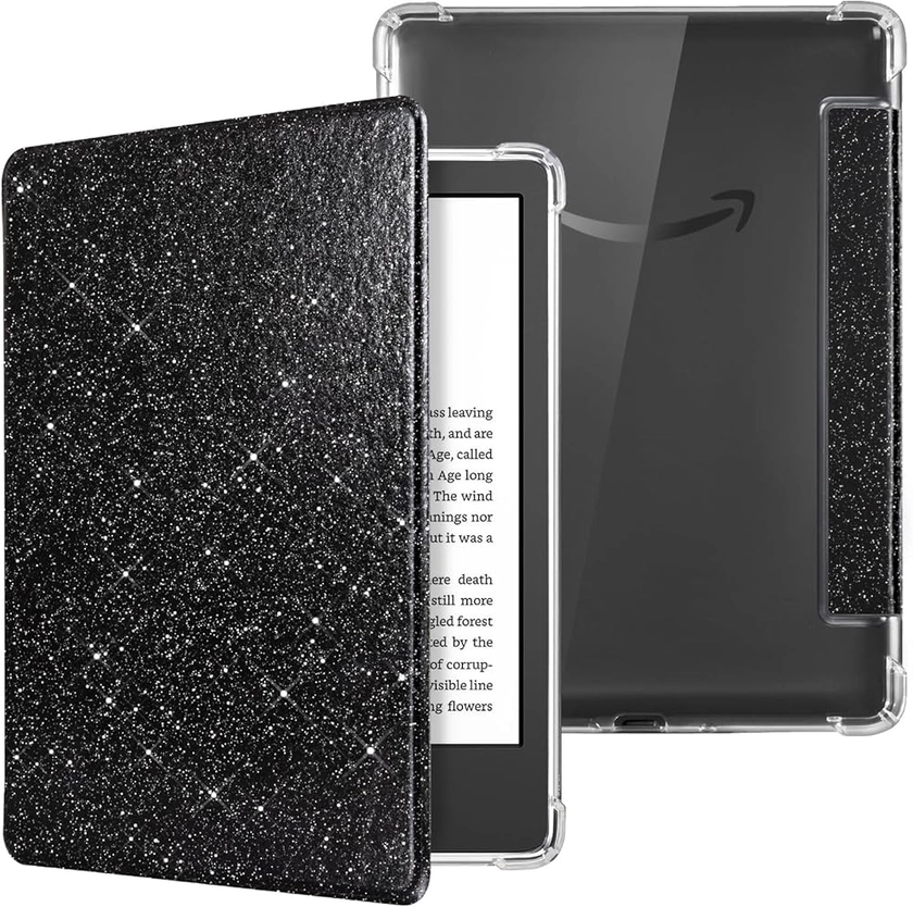 Amazon.com: CoBak Case for 6" Kindle 11th Gen (2022) - Ultra Slim Transparent Clear TPU Back Shell Protective Cover with Auto Wake/Sleep for Kindle 11th Generation 2022 Release, Glitter Black : Electronics