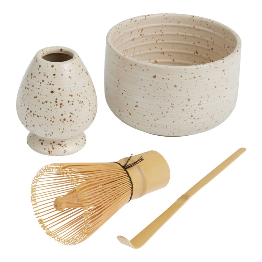 Speckled Ceramic Matcha Bowl and Whisk Tea Gift Set