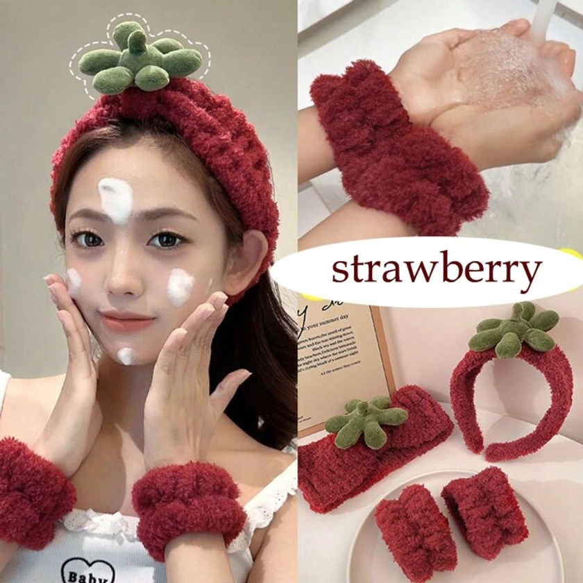 Strawberry Headband Red Wash Face Hair Bands Hair Hoops Girls Thick Cute Plush Hairbands Headband Fashion Hair Accessories