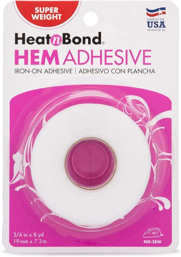 HeatnBond Hem Iron-On Adhesive, Super Weight, 3/4 Inch x 8 Yards, White