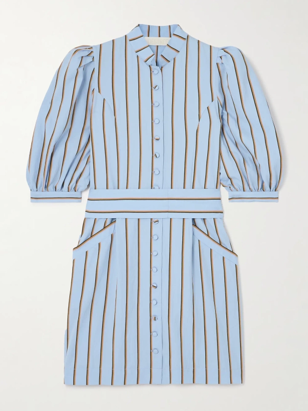 DESTREE Amoako belted striped twill mini dress | NET-A-PORTER