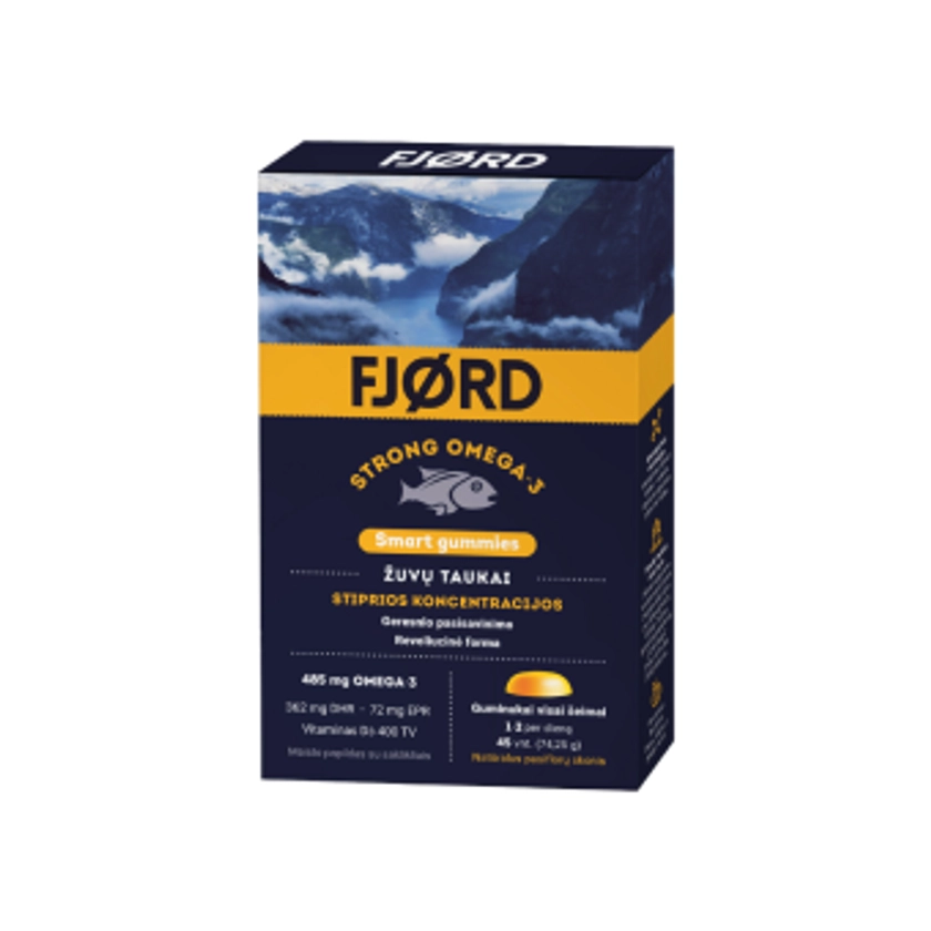 FJØRD STRONG OMEGA-3 SMART GUMMIES, pasiflorų skonio, 45 Guminukai | eurovaistine.lt