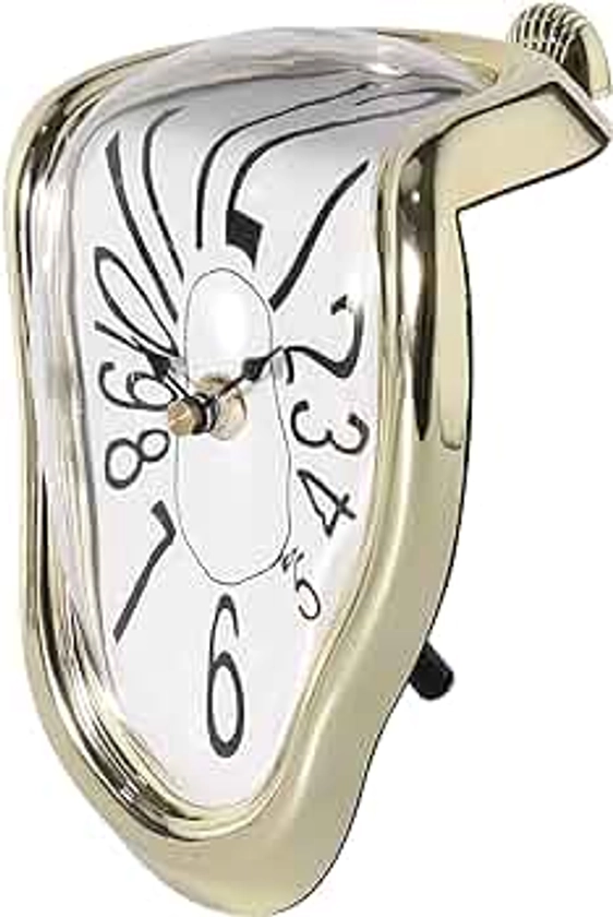 Modern Art Melting Clock Salvador Dali Time Melted Wall Clock Perfect for Decorating Your Room Desk Funny Creative Gift Arabic Gold