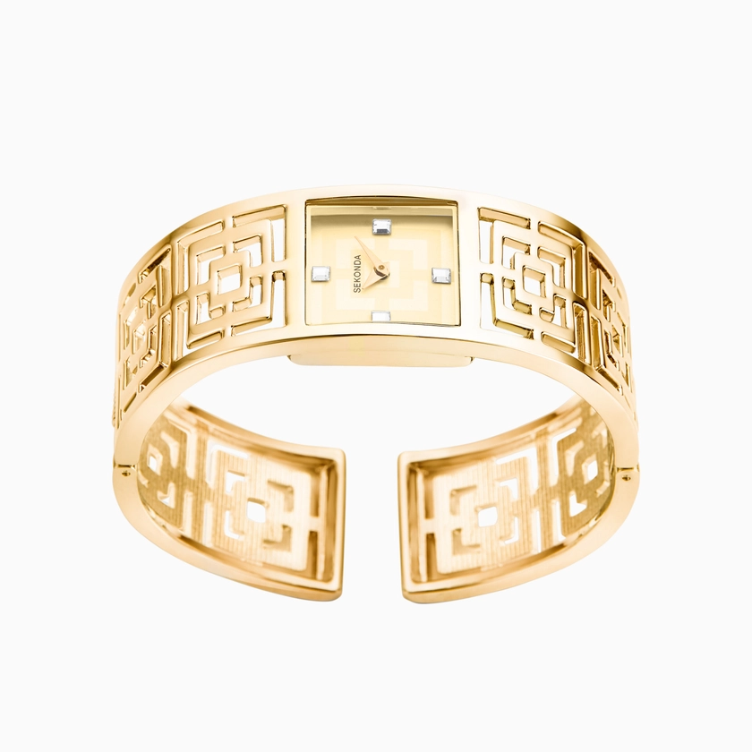 Sekonda Ladies Classic Watch (40310) - Square | Gold Alloy Bracelet | Champagne Dial | Elegance Collection | Sekonda