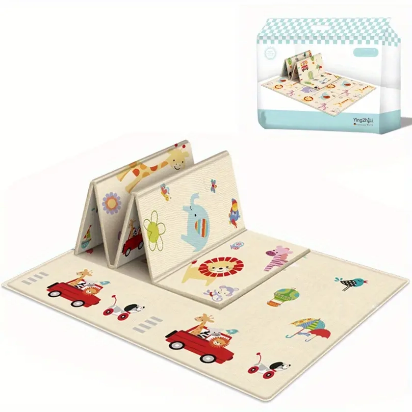 Double Sided Waterproof Play Mat With Educational Activity Surface And Non-Slip Foam Floor Pad, Christmas Halloween Thanksgiving Gift Easter Gift