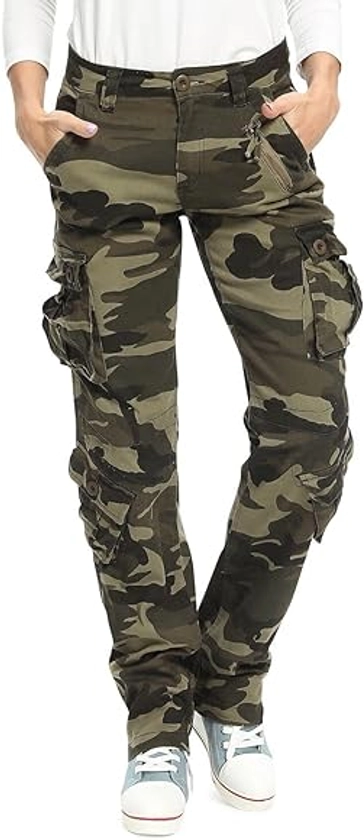 Aeslech Cargo-Arbeitshose für Damen, Camouflage-Hose mit Taschen