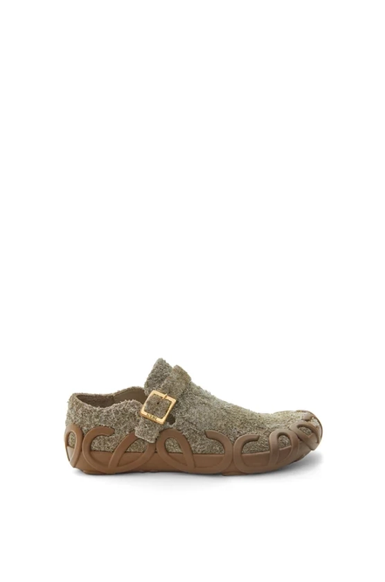 Rise loafer in brushed suede Khaki Green - LOEWE