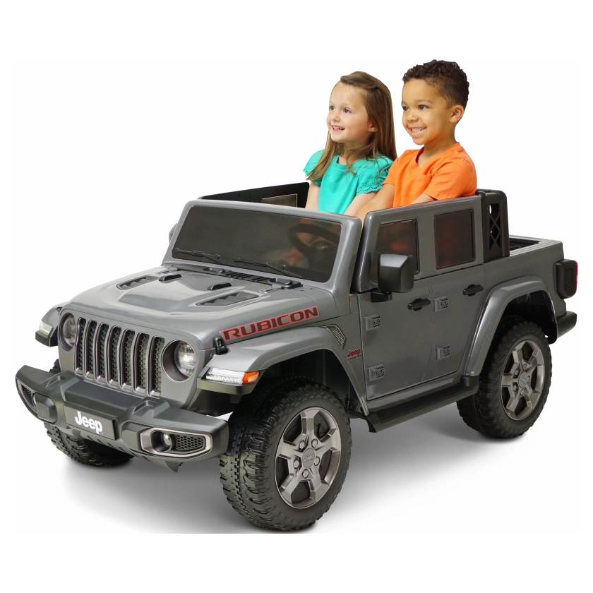 12V Jeep Gladiator Rubicon Battery Powered  RideOn, 2-Seater, Gray, Child Ages 3-8, Max Speed 5 mph