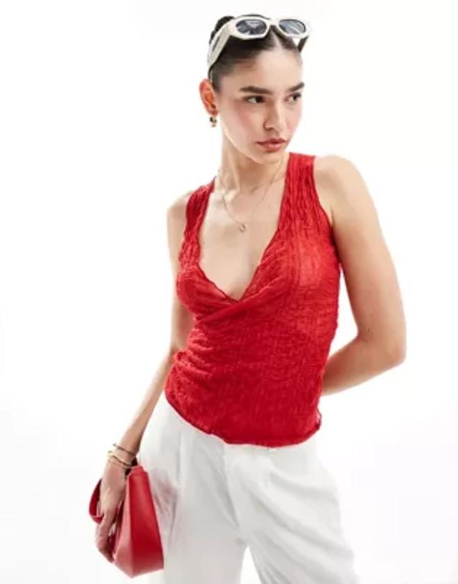 Scalpers wrinkle tank t-shirt in red | ASOS