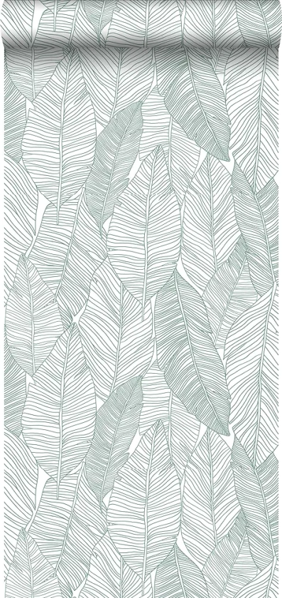 papier peint feuilles dessinées vert - 139010 - de ESTAhome