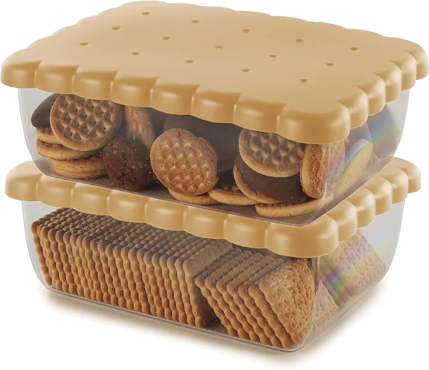 Snips Boîte à biscuits | couvercle anti-fraiseur | 2,70 l | 24,5 x 18,5 x 9,5 cm | Fabriqué en Italie | 0% BPA et phthalate free | couleur beige