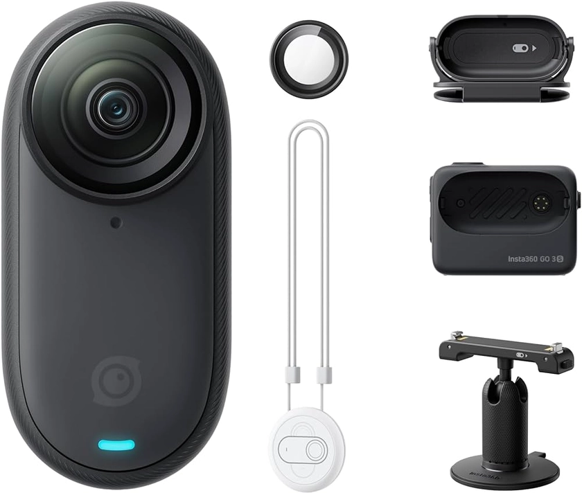 Insta360 GO 3S Noir Minuit (128GB) - Petite caméra de vlog 4K, POV Mains Libres, Montage Partout, stabilisation, 140 Min d'autonomie, étanche à 10 m, édition IA, pour Voyage, vlog