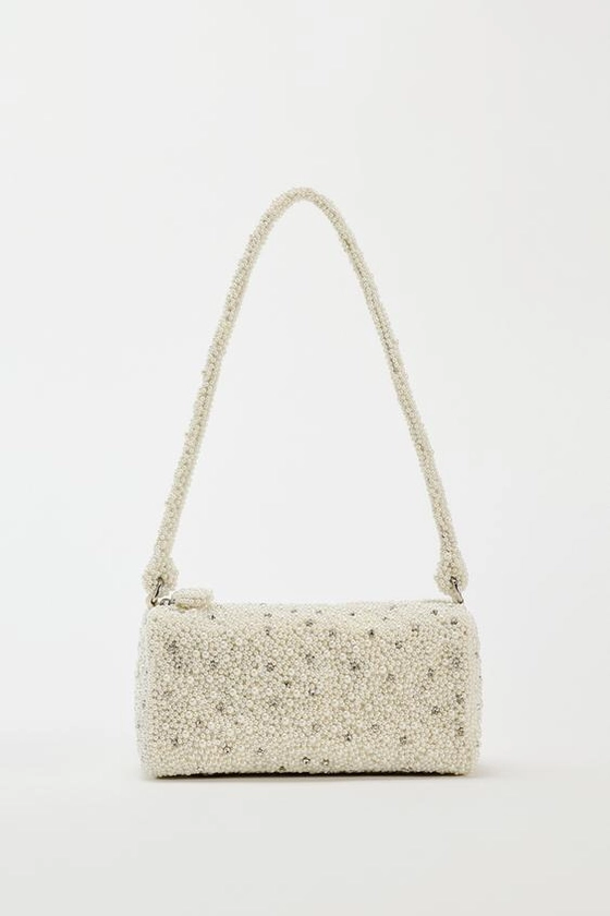 MINI BOWLING BAG WITH FAUX PEARLS