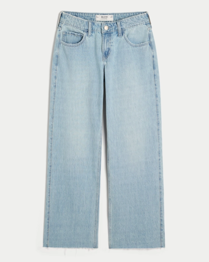 Women's Low-Rise Medium Wash Baggy Jeans | Women's Bottoms | HollisterCo.com